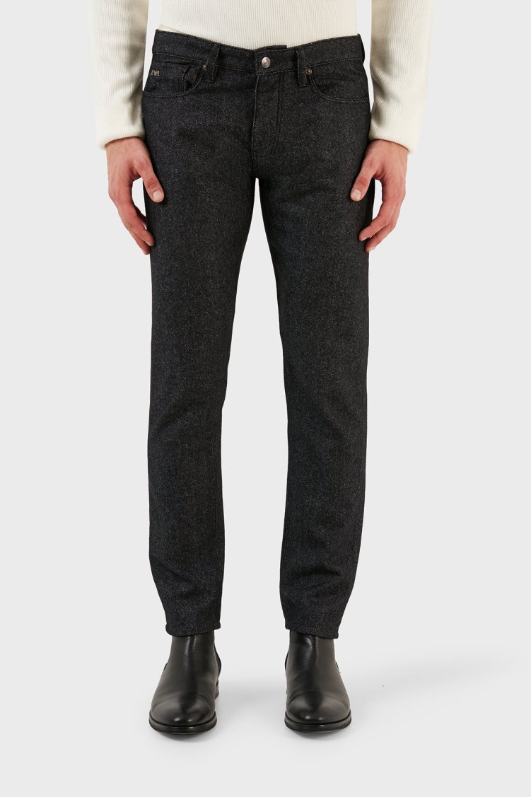 Emporio Armani J75 Pamuk ve Yün Karışımlı Slim Fit Erkek Pantolon 6R1J75 1N08Z 0065 SİYAH - Emporio Armani (1)