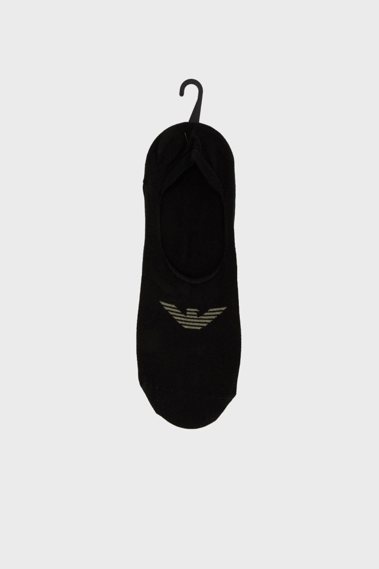 Emporio Armani Jakarlı Kartal Logolu 3 Pack Babet Erkek Çorap EM000548 AF12271 MC061 SİYAH - Emporio Armani