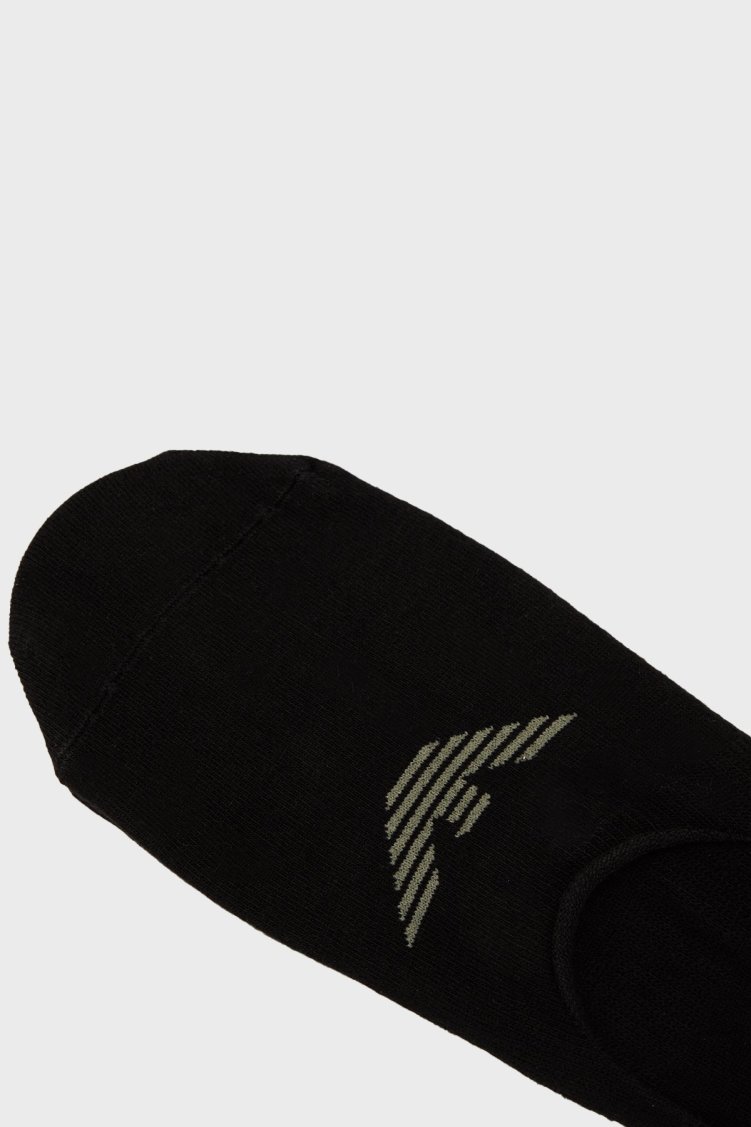 Emporio Armani Jakarlı Kartal Logolu 3 Pack Babet Erkek Çorap EM000548 AF12271 MC061 SİYAH - Emporio Armani (1)