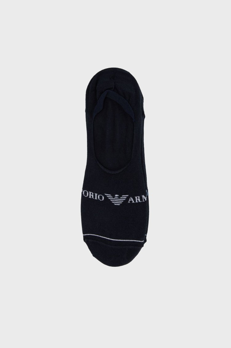 Emporio Armani Jakarlı Logolu 3 Pack Babet Erkek Çorap EM000548 AF12276 MB154 LACİVERT - Emporio Armani (1)