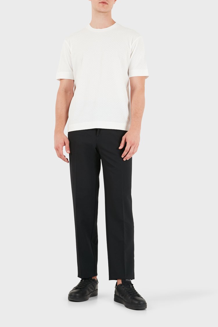 Emporio Armani Jakarlı Regular Fit Bisiklet Yaka Erkek T Shirt EM007038 AF10762 F0240 Beyaz - Emporio Armani (1)