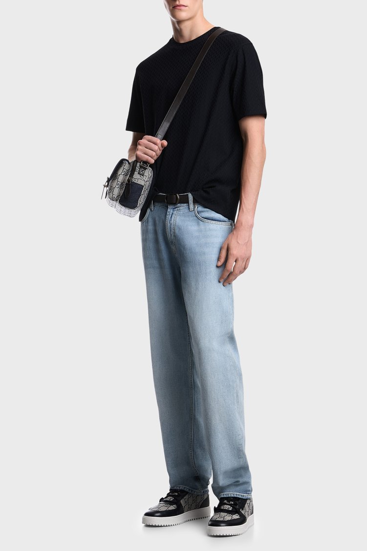 Emporio Armani Jakarlı Regular Fit Bisiklet Yaka Erkek T Shirt EM007038 AF10762 FB561 Lacivert - Emporio Armani (1)
