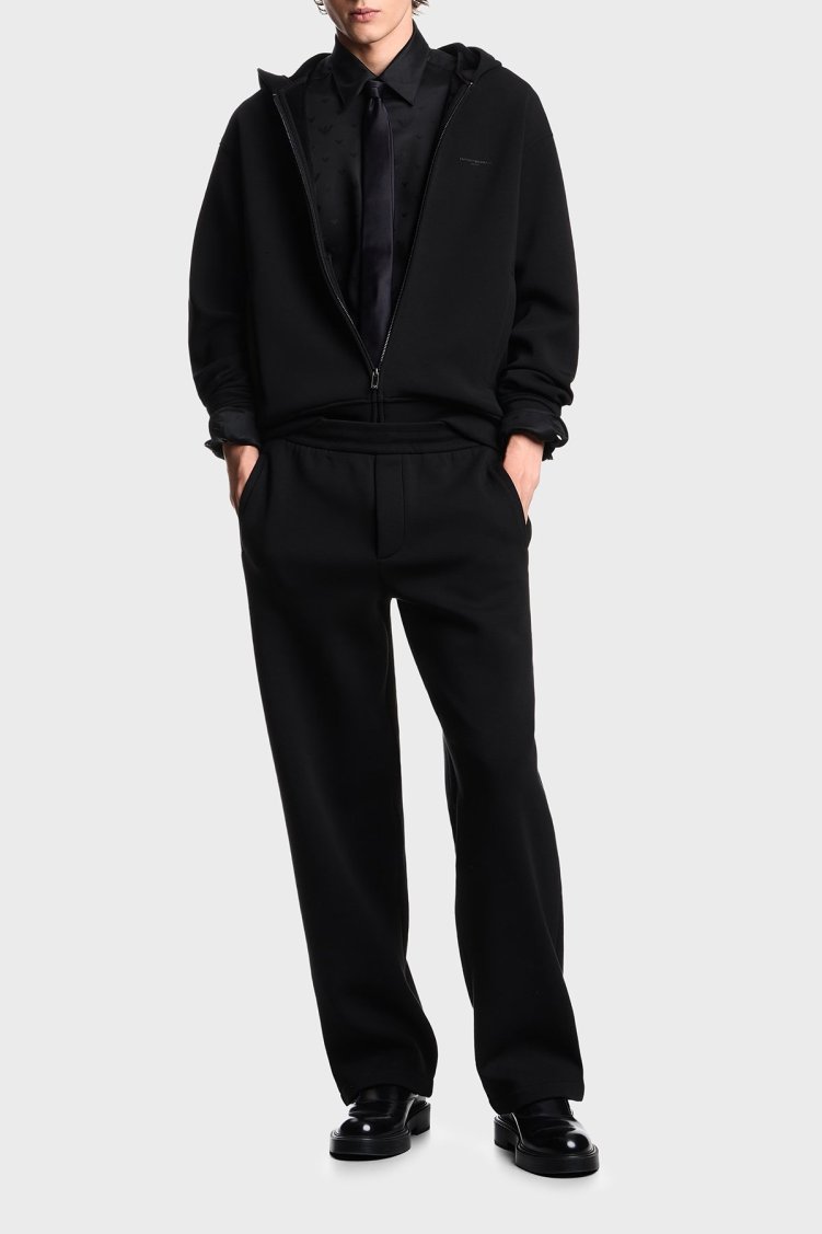 Emporio Armani Jakarlı Regular Fit Saten Görünümlü Klasik Yaka Erkek Gömlek EM001537 AF15074 FC218 SİYAH - Emporio Armani (1)