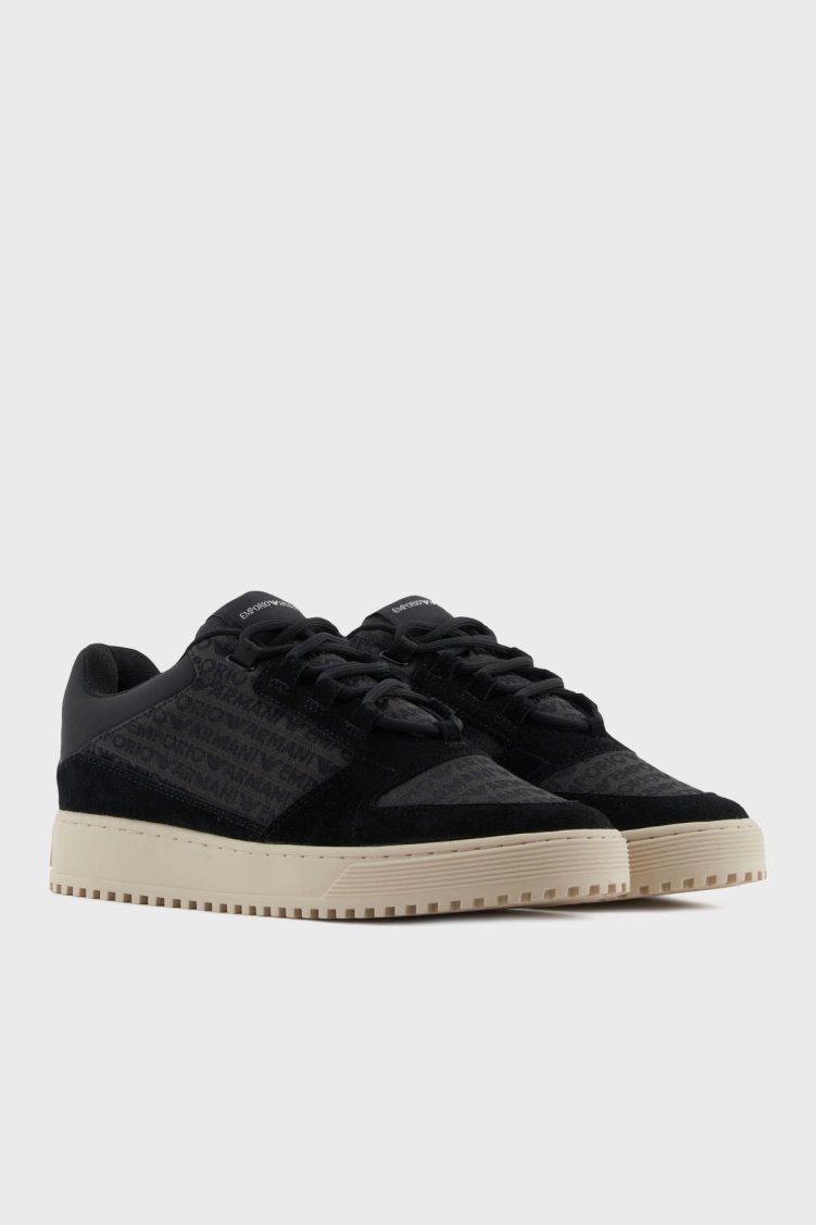 Emporio Armani Jakarlı Süet Detaylı Sneaker Erkek Ayakkabı X4X636 XR329 Q781 SİYAH - Emporio Armani (1)