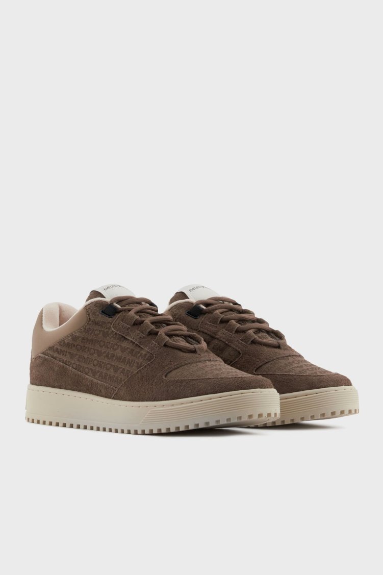 Emporio Armani Jakarlı Süet Detaylı Sneaker Erkek Ayakkabı X4X636 XR329 U570 KAHVE - Emporio Armani (1)