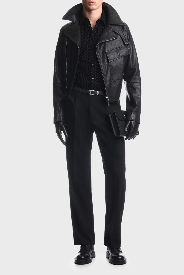 Emporio Armani Kadife Logolu Pamuklu Uzun Kollu Erkek Gömlek EM006705 AF27982 PC005 Siyah - Emporio Armani (1)