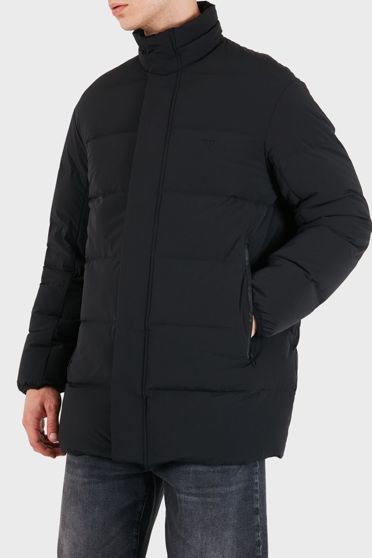 Emporio Armani Kapitoneli Dik Yaka Su itici Şişme Erkek Mont EM004949 AF18499 UC001 Siyah - Emporio Armani