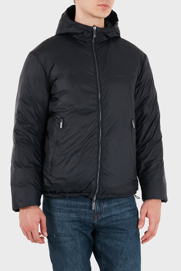 Emporio Armani Kapitoneli Kapüşonlu Kuş Tüyü Dolgulu Çift Taraflı Şişme Erkek Mont EM006732 AF28007 FB058 Mavi - Emporio Armani