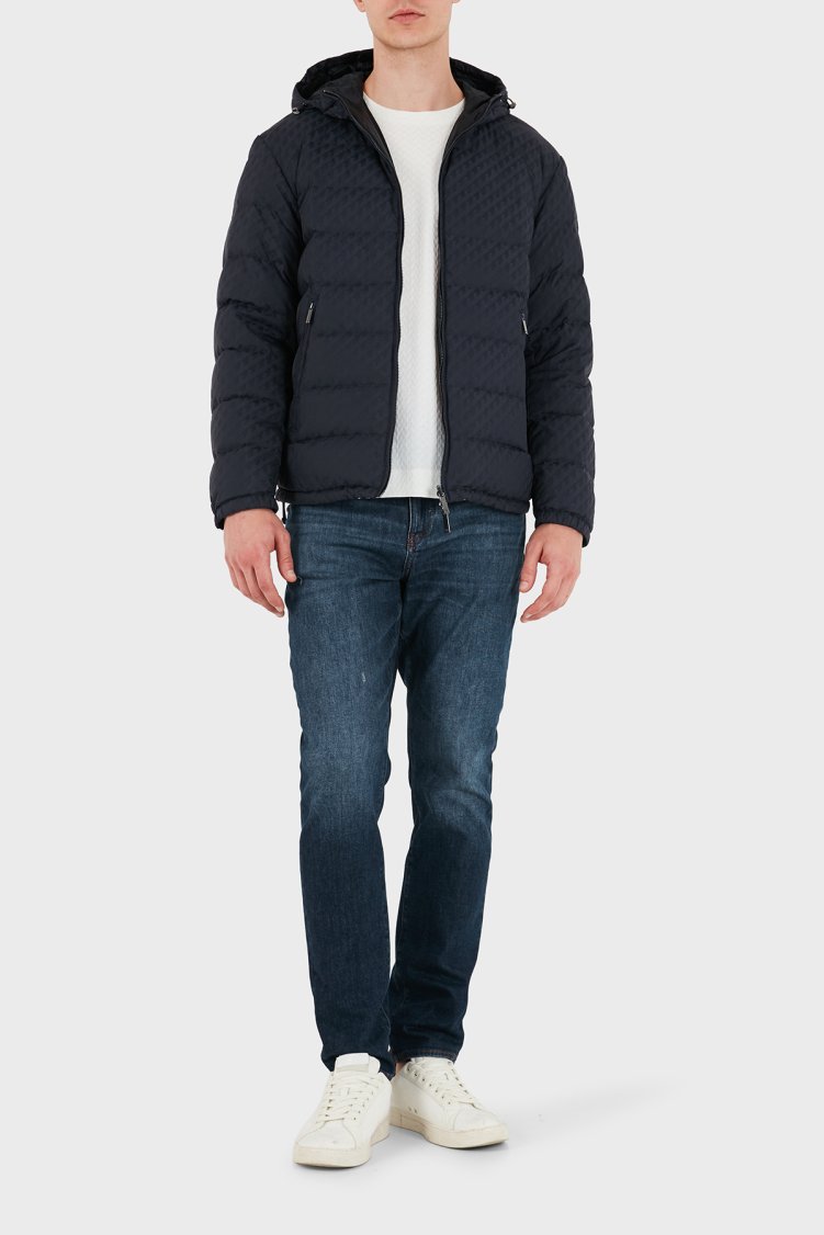 Emporio Armani Kapitoneli Kapüşonlu Kuş Tüyü Dolgulu Çift Taraflı Şişme Erkek Mont EM006732 AF28007 FB058 Mavi - Emporio Armani (1)