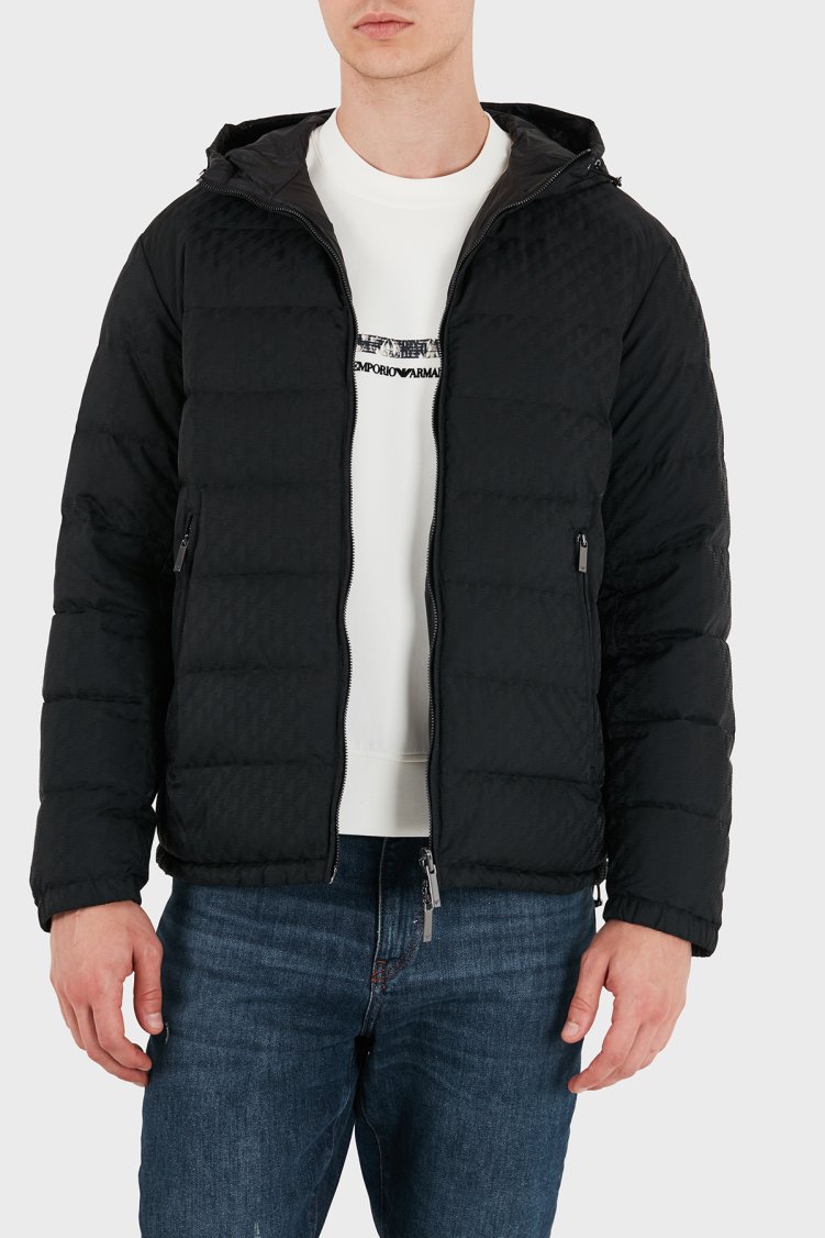 Emporio Armani Kapitoneli Kuş Tüyü Dolgulu Çift Taraflı Erkek Mont EM006732 AF28007 FC043 Siyah-beyaz - Emporio Armani
