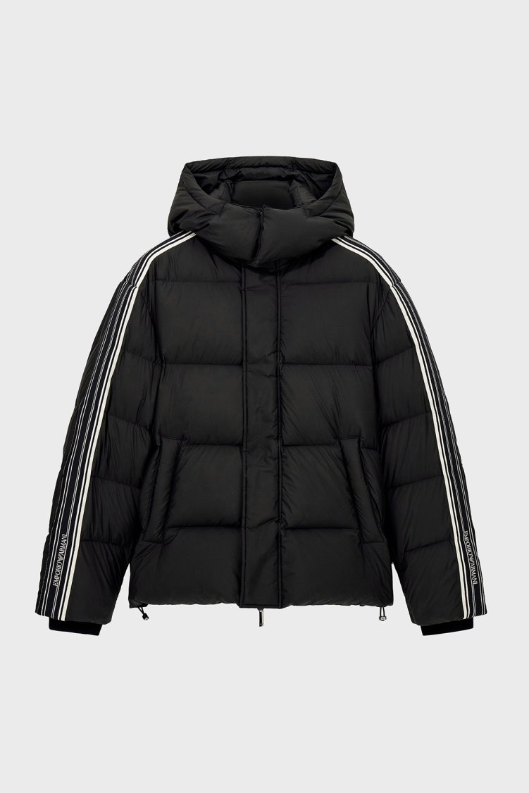 Emporio Armani Kapitoneli Kuş Tüyü Dolgulu Kapüşonlu Şişme Erkek Mont EM007218 AF18231 UC001 Siyah - Emporio Armani
