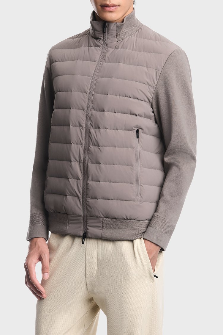 Emporio Armani Kapitoneli Regular Fit Dik Yaka Erkek Mont EM006382 AF13772 U6107 Vizon - Emporio Armani