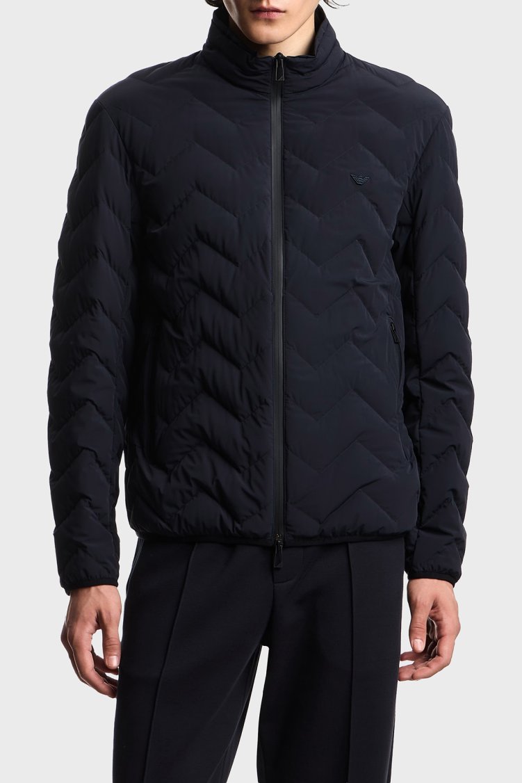 Emporio Armani Kapitoneli Su İtici Dik Yaka Erkek Mont EM004947 AF18499 UB118 Lacivert - Emporio Armani