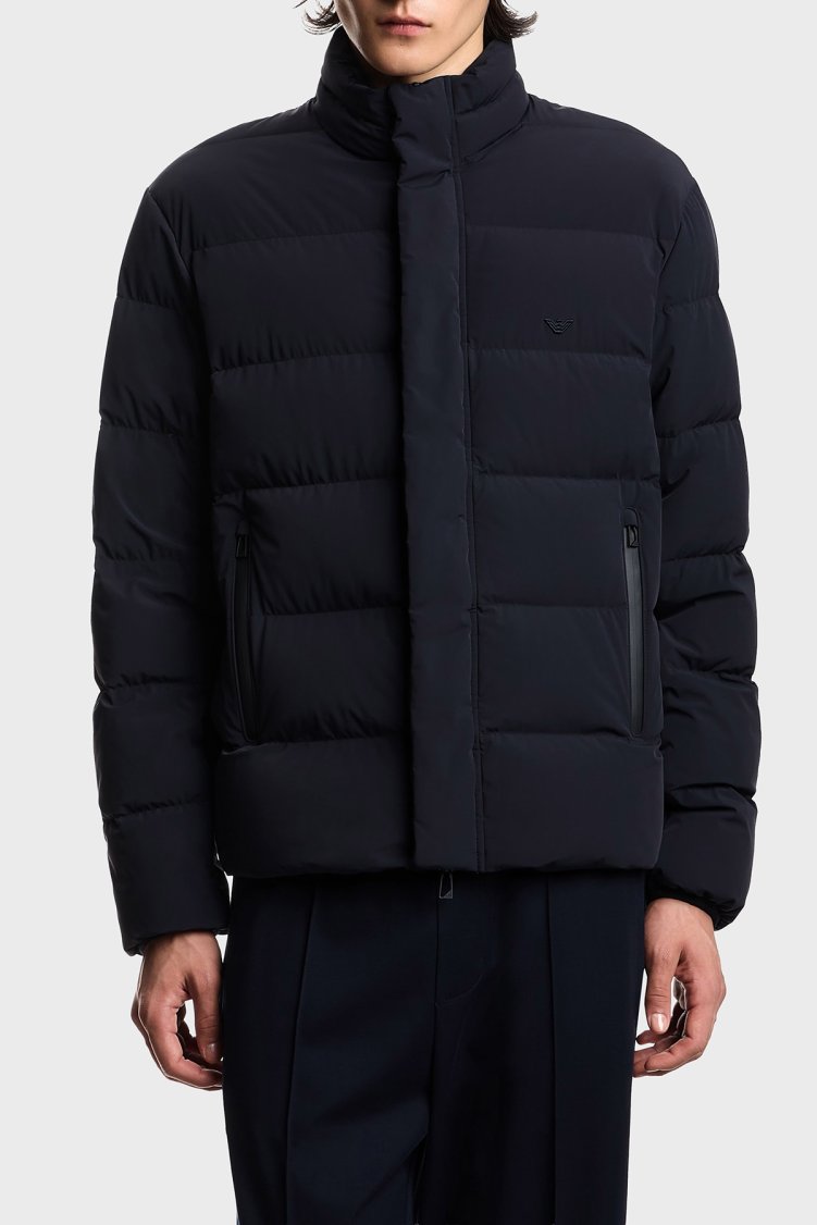 Emporio Armani Kapitoneli Su İtici Dik Yaka Şişme Erkek Mont EM004948 AF18499 UB118 Lacivert - Emporio Armani