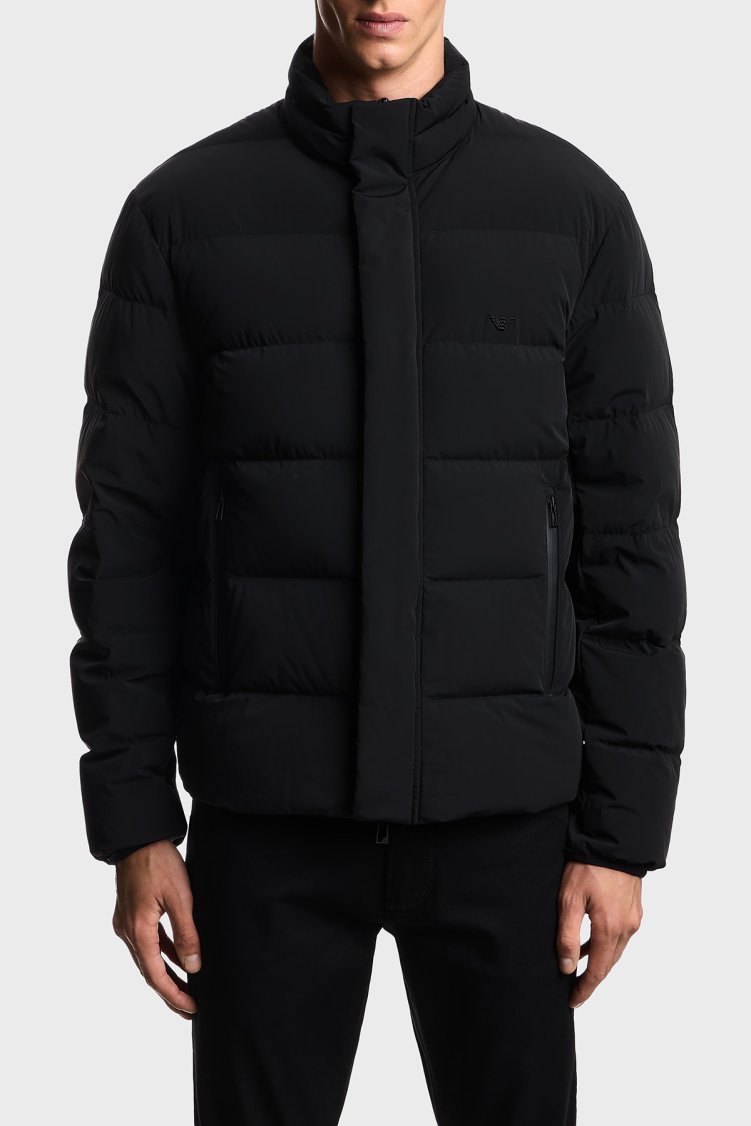 Emporio Armani Kapitoneli Su İtici Dik Yaka Şişme Erkek Mont EM004948 AF18499 UC001 Siyah - Emporio Armani