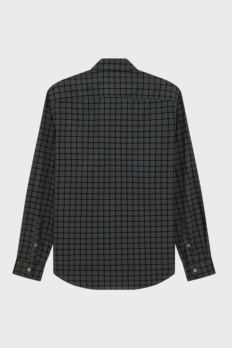 Emporio Armani Kareli Regular Fit Klasik Yaka Erkek Gömlek EM000099 TE23256 UC001 Siyah - Emporio Armani (1)