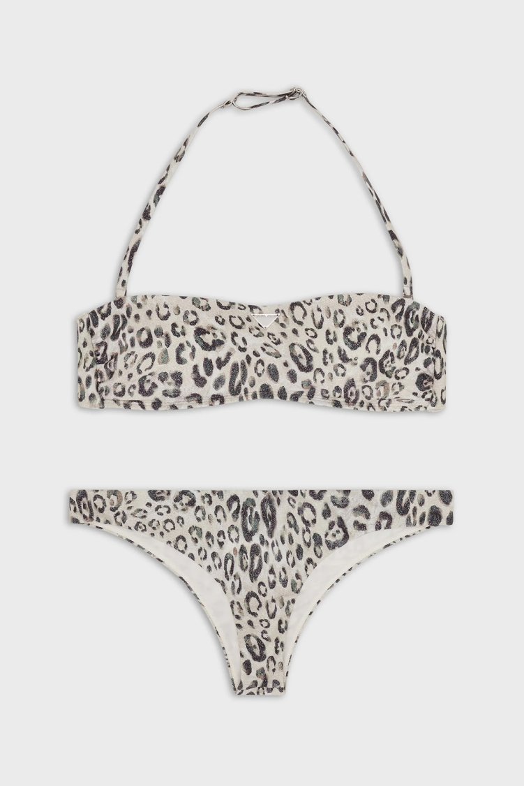 Emporio Armani Leopar Desenli Boyundan Bağlamalı Çıkarılabilir Dolgulu Kadın Bikini 262658 3R302 09311 KAHVE - Emporio Armani (1)