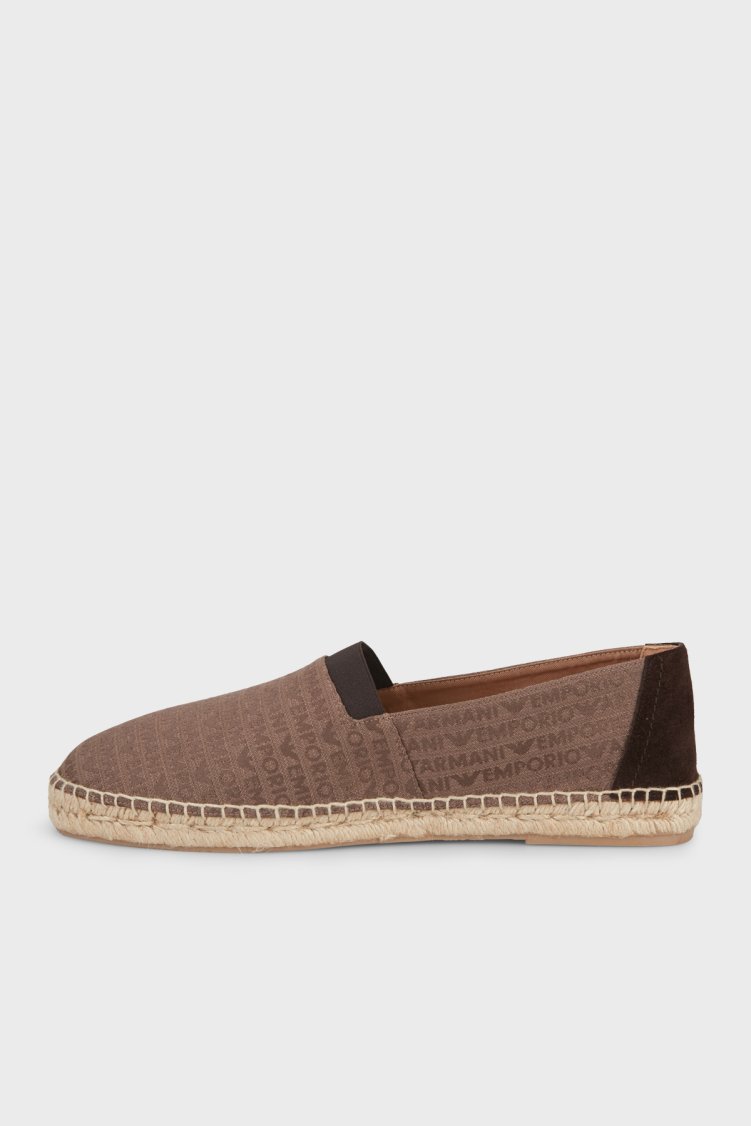 Emporio Armani Logo Baskılı Jakarlı Espadril Erkek Ayakkabı EM005853 AF25529 M6349 KAHVERENGİ - Emporio Armani (1)