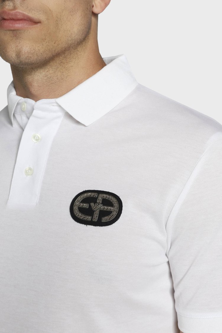 Emporio Armani Logo Baskılı Slim Fit Pamuklu Erkek Polo T Shirt 6L1FB9 1JTKZ 0100 BEYAZ - Emporio Armani (1)
