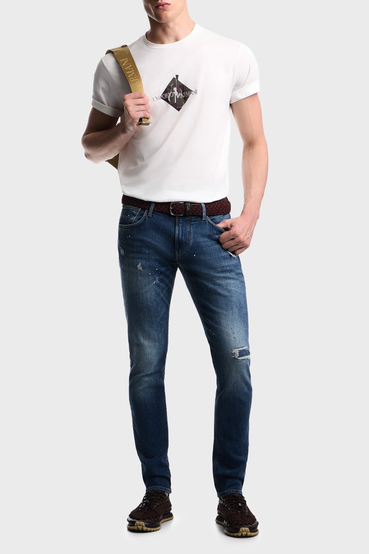 Emporio Armani Logolu % 100 Pamuk Bisiklet Yaka Erkek T Shirt EM006924 AF14795 F0021 Beyaz - Emporio Armani (1)