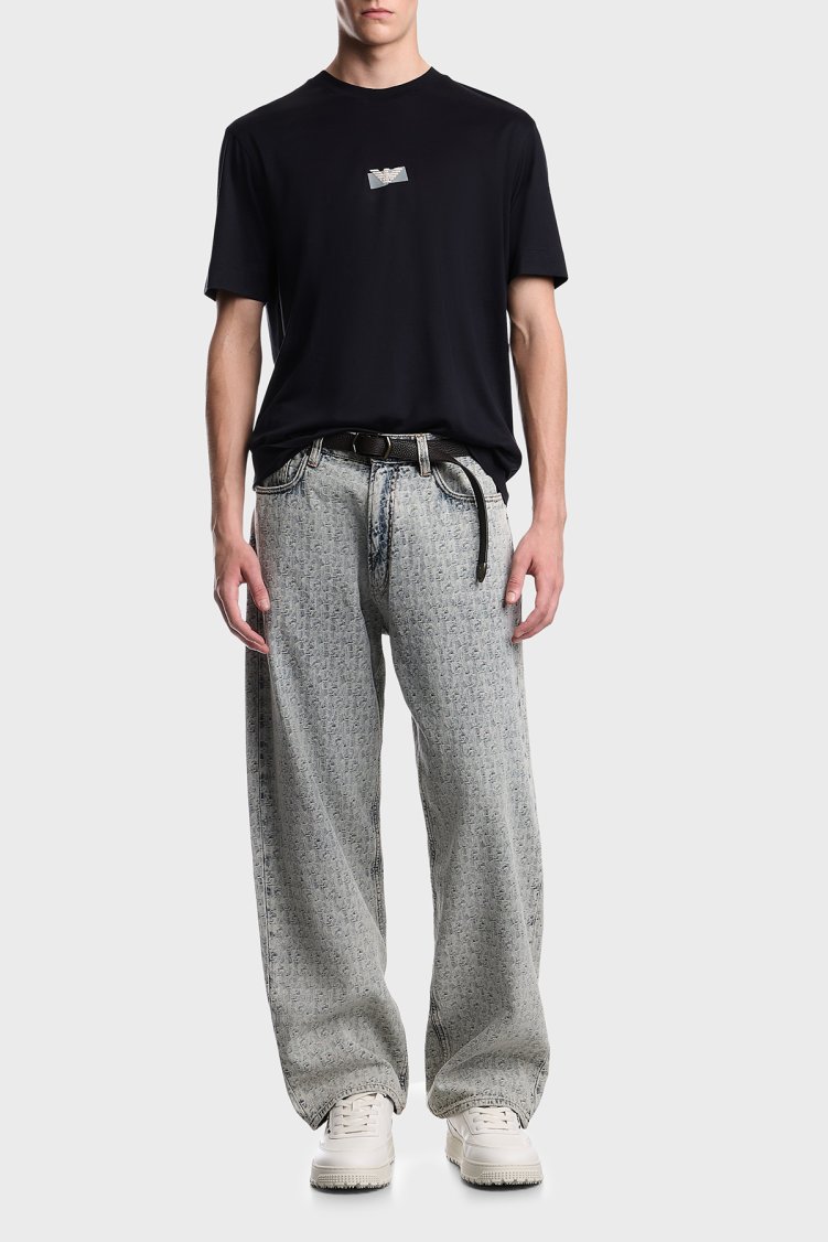 Emporio Armani Logolu % 100 Pamuk Bisiklet Yaka Erkek T Shirt EM007040 AF10017 UB118 Lacivert - Emporio Armani (1)
