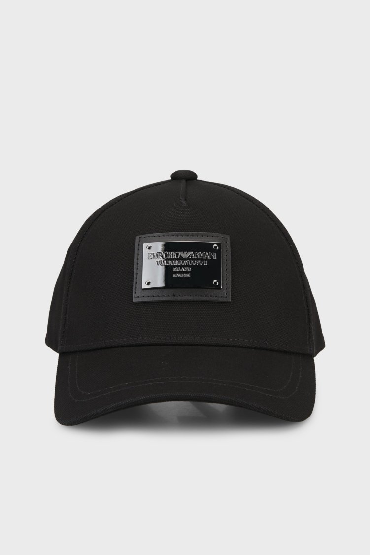 Emporio Armani Logolu % 100 Pamuk Kadın Şapka EW004174 AF14765 UC001 SİYAH - Emporio Armani