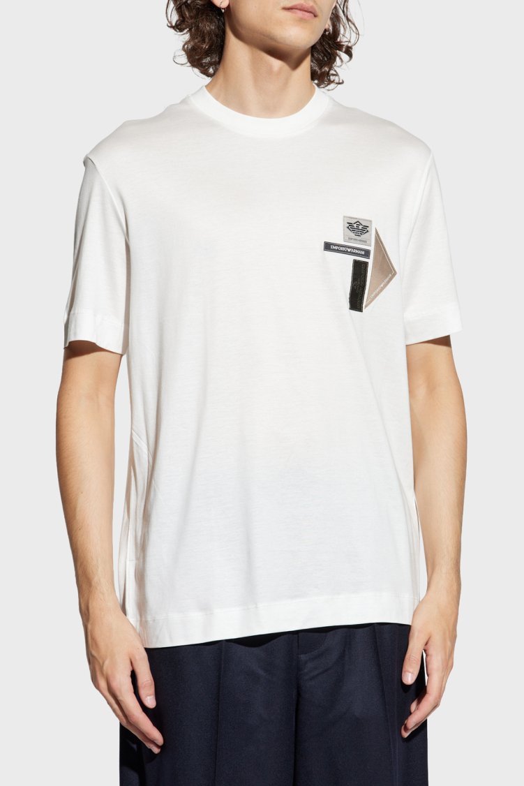 Emporio Armani Logolu Pamuklu Regular Fit Bisiklet Yaka Erkek T Shirt EM002959 AF18312 U0003 BEYAZ - Emporio Armani