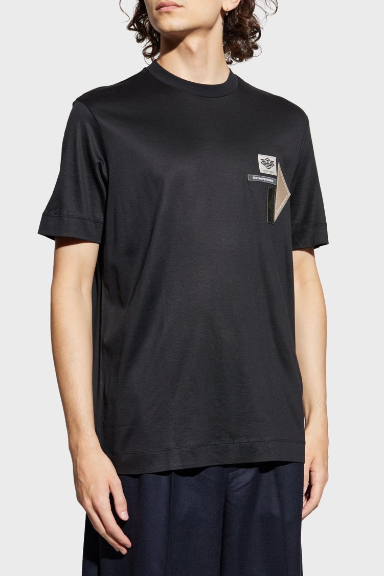 Emporio Armani Logolu Pamuklu Regular Fit Bisiklet Yaka Erkek T Shirt EM002959 AF18312 UC001 SİYAH - Emporio Armani