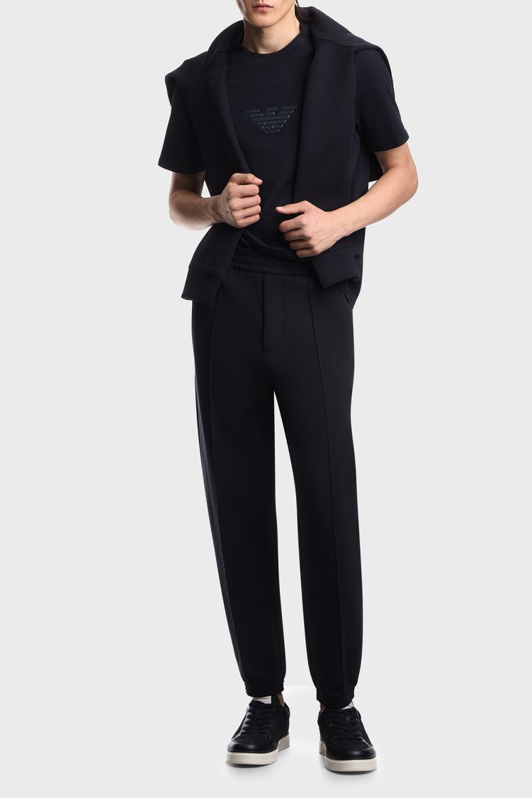 Emporio Armani Logolu % 100 Pamuk Regular Fit Bisiklet Yaka Erkek T Shirt EM004583 AF13669 MB561 LACİVERT - Emporio Armani (1)