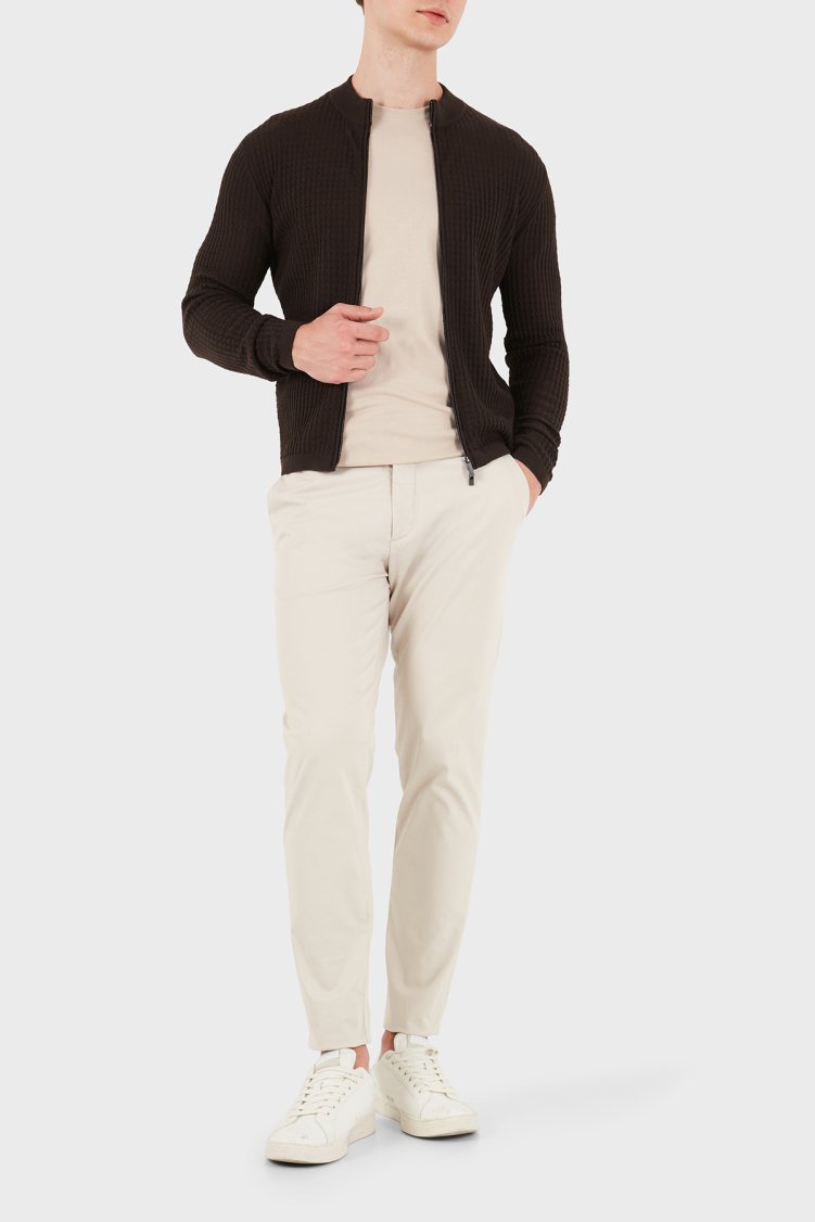 Emporio Armani Logolu % 100 Yün Regular Fit Bisiklet Yaka Erkek Hırka EM006315 AF27831 F6017 Koyu kahve - Emporio Armani (1)