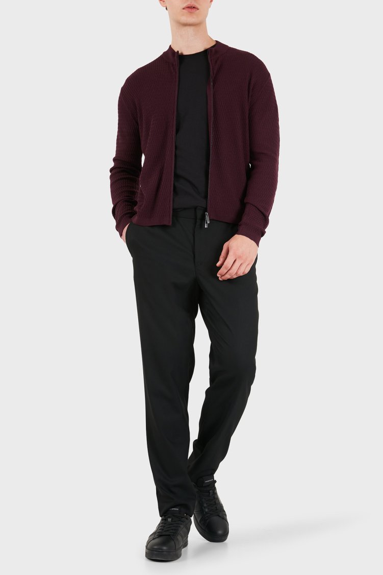 Emporio Armani Logolu % 100 Yün Regular Fit Bisiklet Yaka Erkek Hırka EM006315 AF27831 FA039 Kahve - Emporio Armani (1)