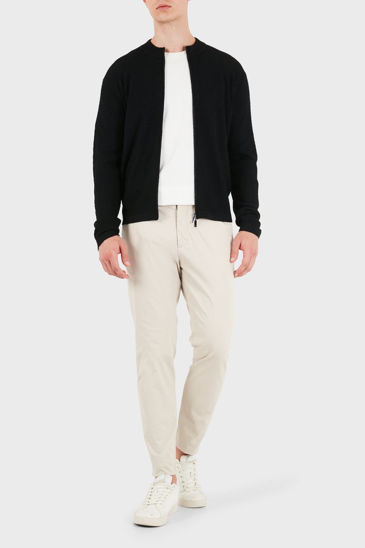 Emporio Armani Logolu % 100 Yün Regular Fit Bisiklet Yaka Erkek Hırka EM006315 AF27831 FC039 Siyah - Emporio Armani (1)