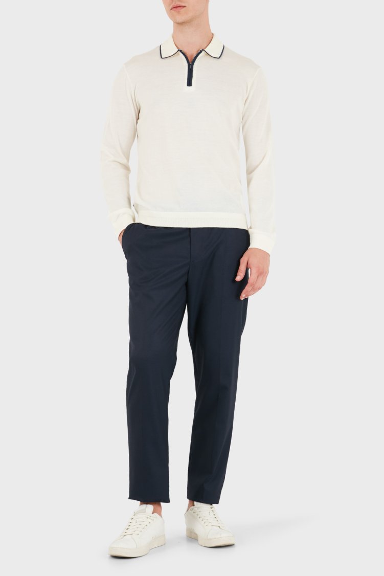 Emporio Armani Logolu % 100 Yün Yarım Fermuarlı Erkek Polo EM006224 AF27805 U0003 Beyaz - Emporio Armani (1)
