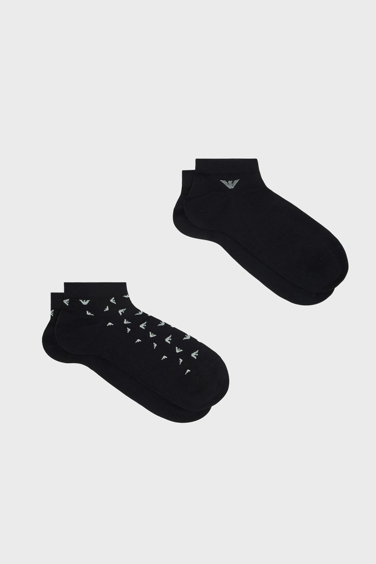 Emporio Armani Logolu 3 Pack Erkek Çorap EM000538 AF25376 MC624 Siyah - Emporio Armani