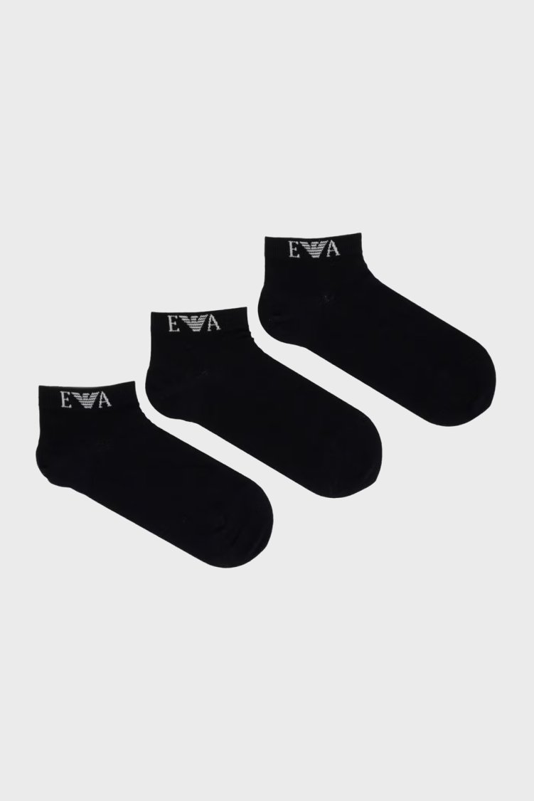 Emporio Armani Logolu 3 Pack Erkek Çorap EM000554 AF26377 UC001 Siyah - Emporio Armani