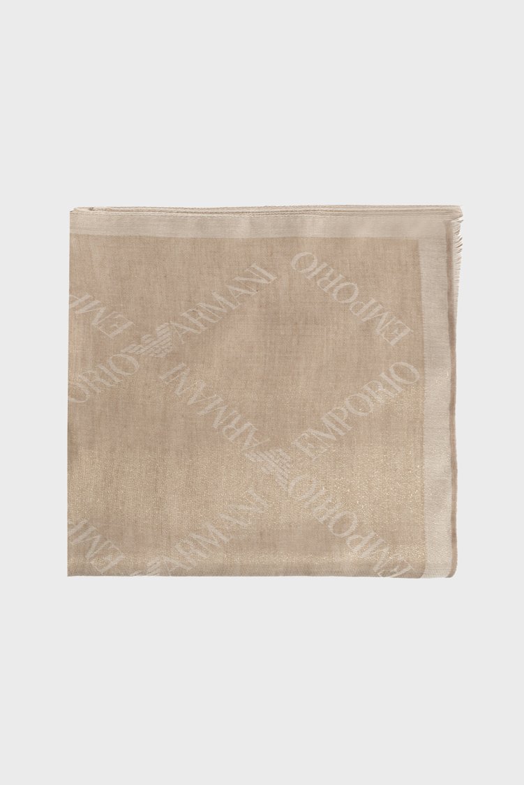 Emporio Armani Logolu 72 x 181 cm Kadın Şal EW004587 AF25423 F1150 VİZON - Emporio Armani