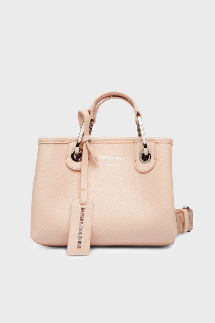 Emporio Armani Logolu Ayarlabilir ve Çıkarılabilir Askılı Kadın Çanta EW000382 AF12036 M1332 PUDRA - Emporio Armani