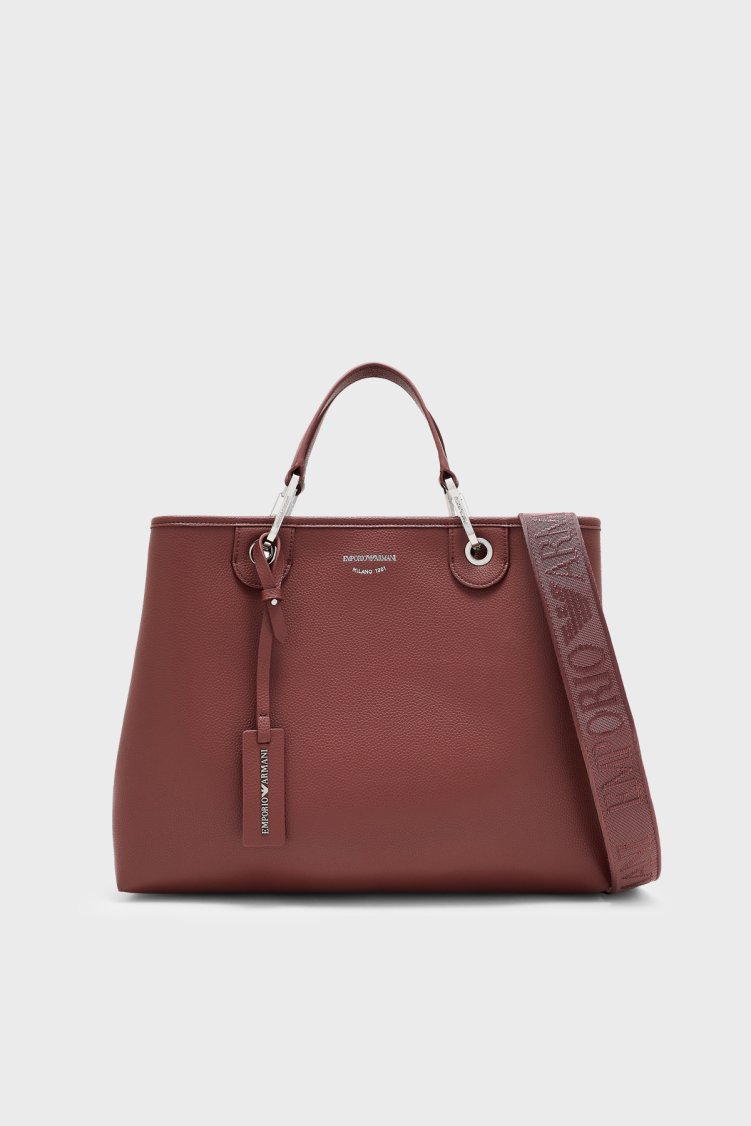 Emporio Armani Logolu Ayarlanabilir Askılı Kadın Çanta EW000360 AF12036 M6453 Bordo - Emporio Armani