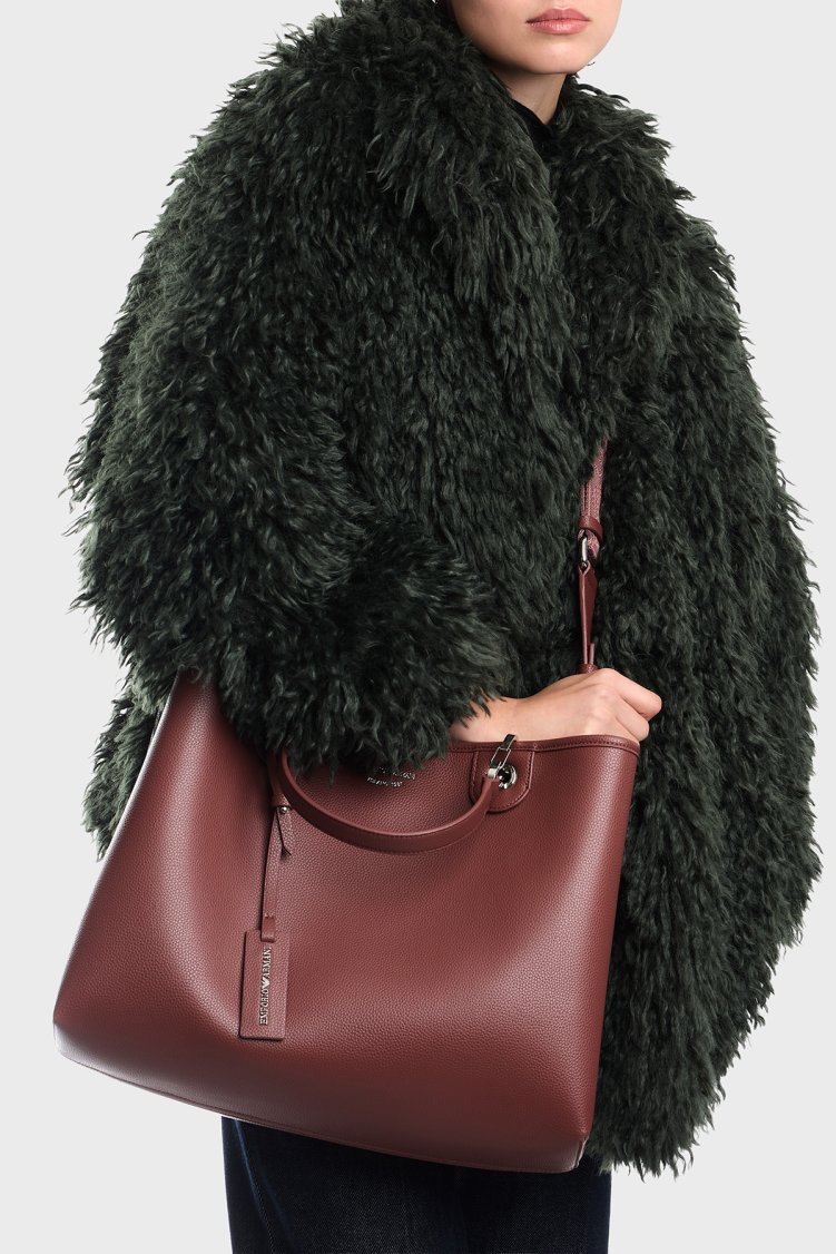 Emporio Armani Logolu Ayarlanabilir Askılı Kadın Çanta EW000360 AF12036 M6453 Bordo - Emporio Armani (1)
