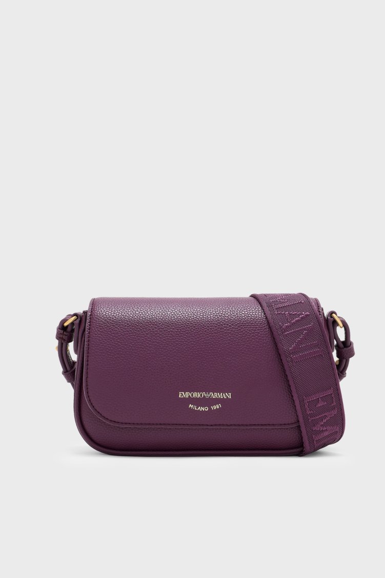 Emporio Armani Logolu Ayarlanabilir Askılı Kadın Çanta EW000538 AF12036 MA149 Mürdüm - Emporio Armani