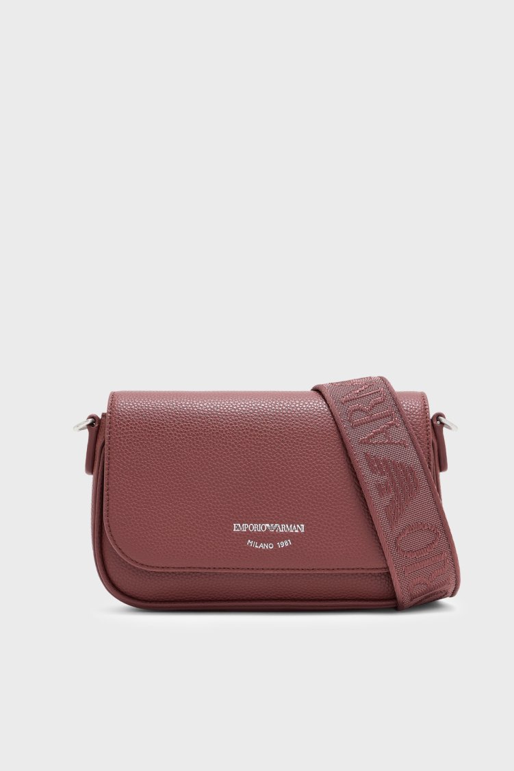 Emporio Armani Logolu Ayarlanabilir Omuz Askılı Kadın Çanta EW000538 AF12036 M6453 Bordo - Emporio Armani