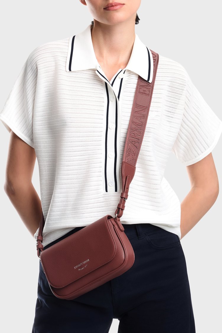 Emporio Armani Logolu Ayarlanabilir Omuz Askılı Kadın Çanta EW000538 AF12036 M6453 Bordo - Emporio Armani (1)
