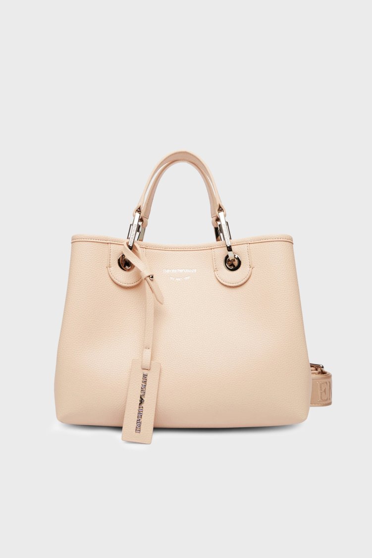 Emporio Armani Logolu Ayarlanabilir ve Çıkarilabilir Askılı Kadın Çanta EW000361 AF12036 M1332 PUDRA - Emporio Armani