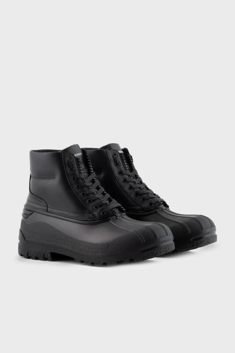 Emporio Armani Logolu Bağcıklı Erkek Bot X4M391 XF741 00002 SİYAH - Emporio Armani (1)