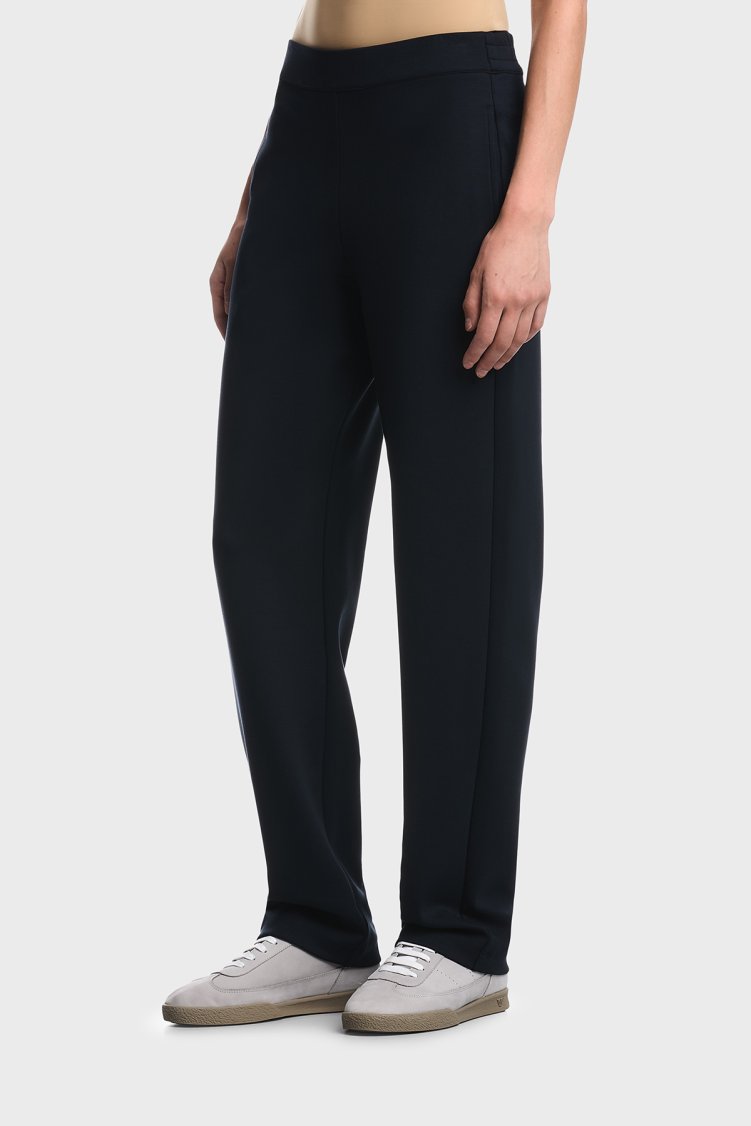 Emporio Armani Logolu Cepli Düz Paça Kadın Pantolon EW004728 AF25831 MB136 Lacivert - Emporio Armani