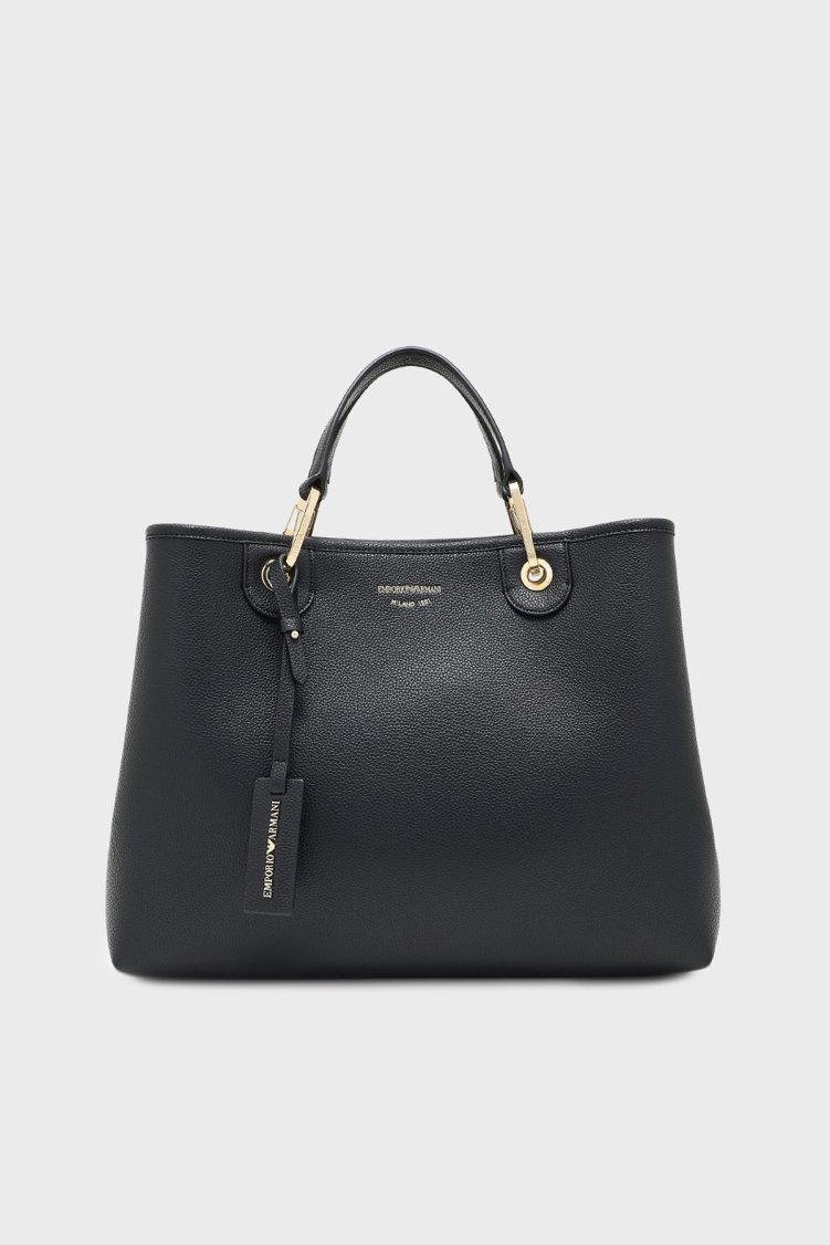 Emporio Armani Logolu Çıkarılabilir Askılı Kadın Çanta EW000360 AF12103 MC032 SİYAH-GÜMÜŞ - Emporio Armani