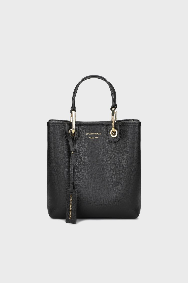 Emporio Armani Logolu Çıkarılabilir Askılı Kadın Çanta EW000362 AF12103 MC032 SİYAH-GOLD - Emporio Armani