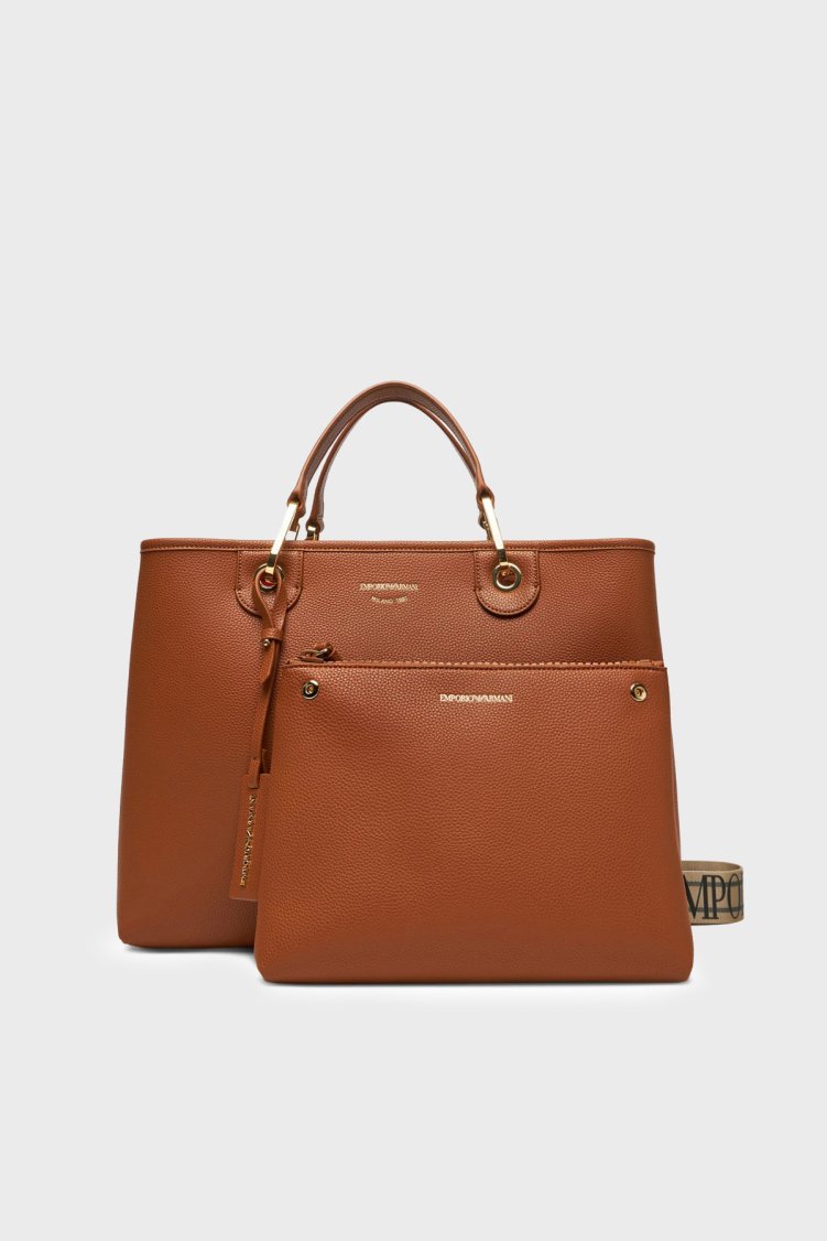 Emporio Armani Logolu Çıkarılabilir Askılı Kadın Çanta EW000360 AF12103 M6030 Taba - Emporio Armani