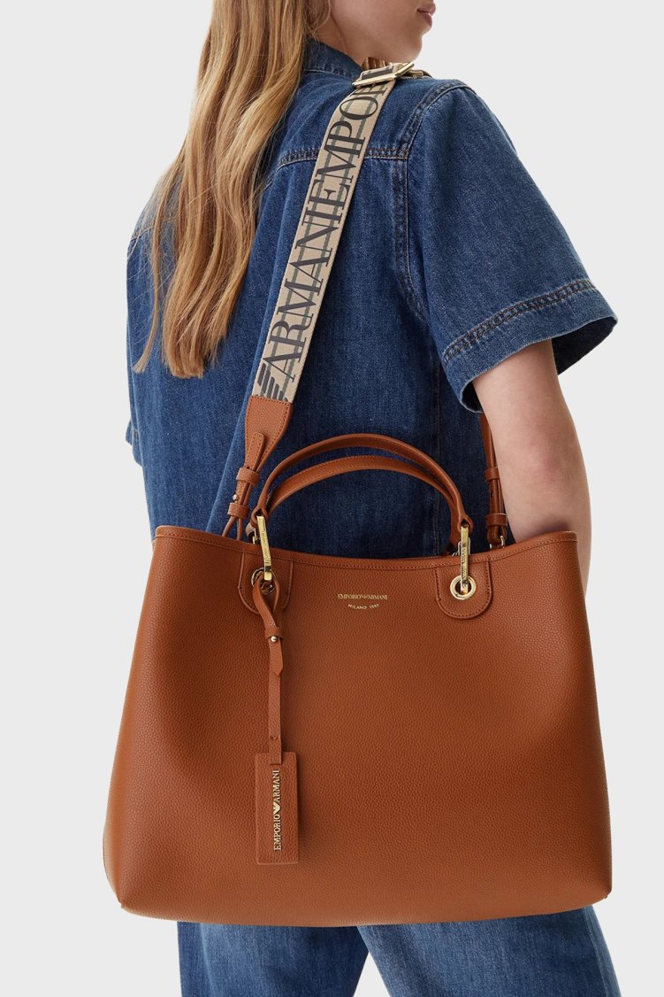 Emporio Armani Logolu Çıkarılabilir Askılı Kadın Çanta EW000360 AF12103 M6030 Taba - Emporio Armani (1)