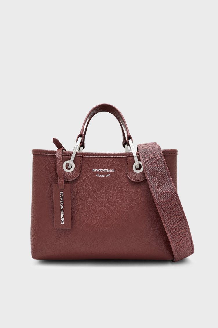 Emporio Armani Logolu Çıkarılabilir Askılı Kadın Çanta EW000361 AF12036 M6453 Bordo - Emporio Armani